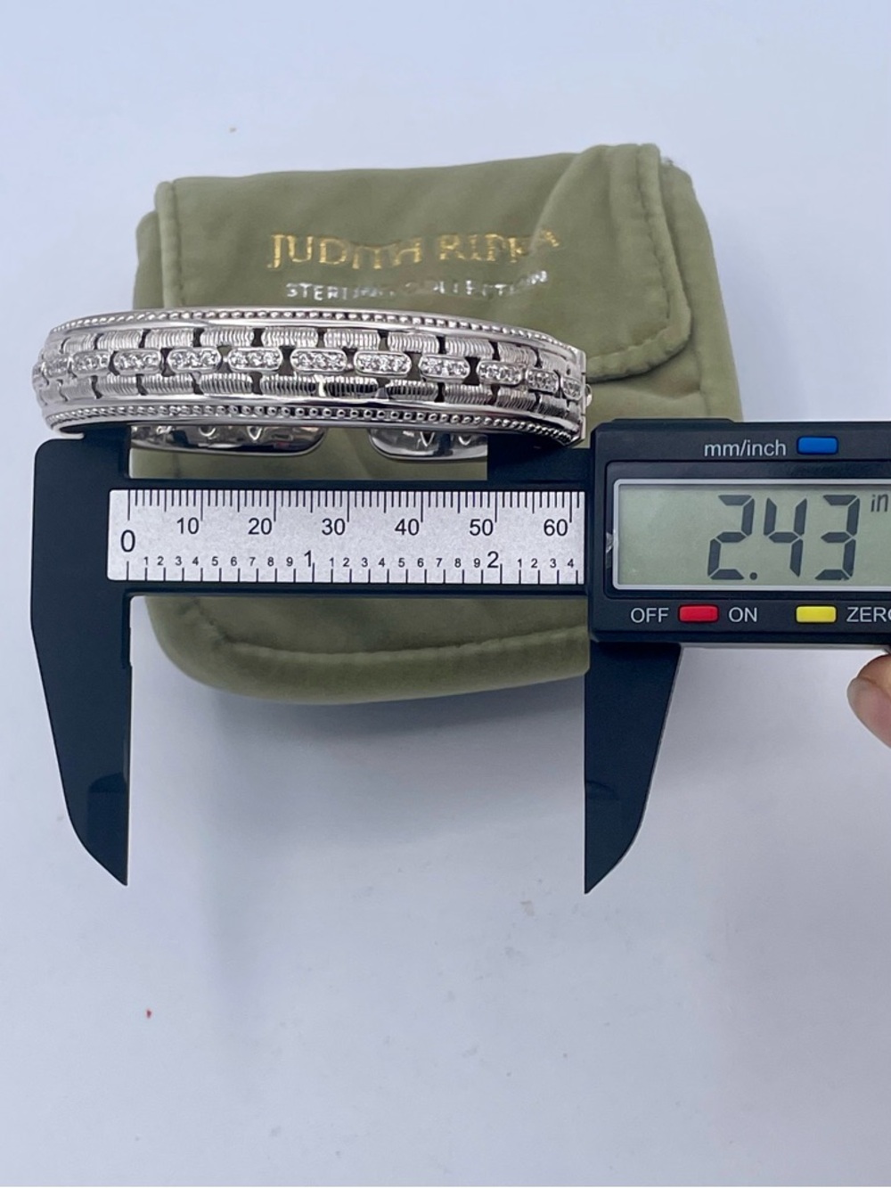 Judith Ripka Sterling Silver 925 CZ Pave Hinged Cuff Bracelet Wide Heavy71.7g - Picture 10 of 13